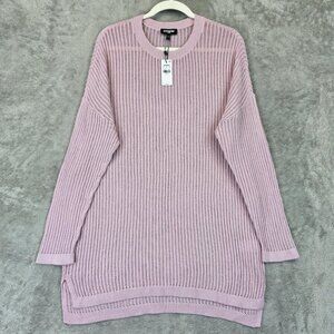 Express Sweater Womens Large Pink Light Purple Cotton Open Knit Tunic NWT